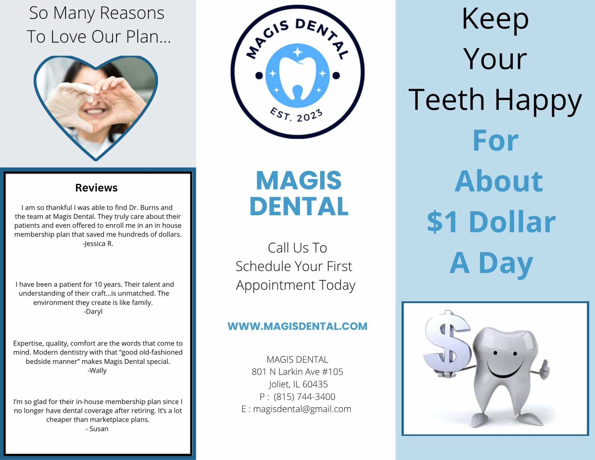 1 Dentist in Joliet IL, In house membership plan